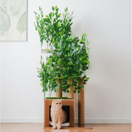 Flieks Kratzbaum PETLOVE, Katzenbaum mit Katzenlöchern und 3 Plattformen, 60x45x158cm – Bild 1 von 5