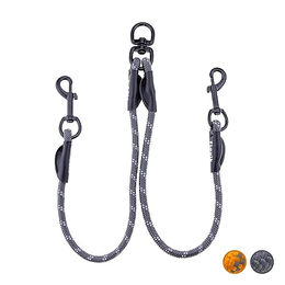 Floxik Tau Doppelleine für 2 Hunde grau/orange reflektierend – Bild 1 von 8