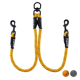 Produktbild von Floxik Tau Doppelleine für 2 Hunde grau/orange reflektierend