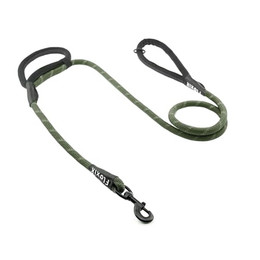Produktbild von Floxik Tauleine für Hunde Grün 1,5m mit Zwei Griffen und reflektierenden Nähten