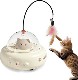 Produktbild von Forrlite Tier-Intelligenzspielzeug Katzenspielzeug,Elektrisch Interaktives Automatischer Spielzeug, Für den Innenbereich geeignet, abnehmbar,Intelligenter Standby-Modus und Hindernisvermeidung Berührungsaktivierung,USB wiederaufladbar,weiß