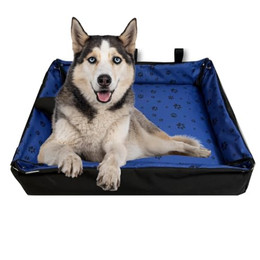 Produktbild von FORTISLINE Hundebett Oksana Größe L 100x70x20cm Pfoten Dunkelblau/Schwarz