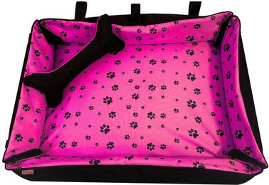 Produktbild von FORTISLINE Hundebett Oksana Größe L 100x70x20cm Pfoten Pink/Schwarz