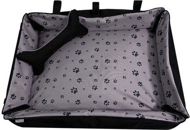 Produktbild von FORTISLINE Hundebett Oksana Größe M 80x60cm Pfoten Grau/Schwarz