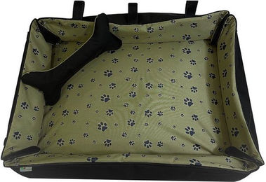 Produktbild von FORTISLINE Hundebett Oksana Größe M 80x60cm Pfoten Olivgrün/Schwarz