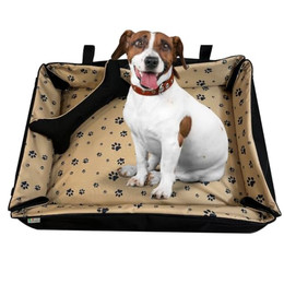 Produktbild von FORTISLINE Hundebett Oksana Größe M 80x60x20cm Pfoten Beige/Schwarz - 80 cm