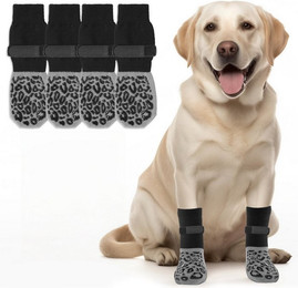 Produktbild von FOUORTUNATE-BEE Hundeshirt Rutschfeste Hundesocken mit verstellbarem Halteband, 4er-Set, Beidseitig rutschfest, ideal für den Innenbereich