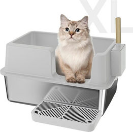 Produktbild von FOUORTUNATE-BEE Katzentoilette Katzenklo Edelstahl XXL, Katzentoilette Große Kapazität