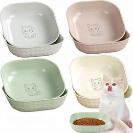 Produktbild von FOUORTUNATE-BEE Napf-Set 10-teiliges Katzennapf-Set für Trocken- und Nassfutter, Quadratische Futternäpfe für Katzen im praktischen Set