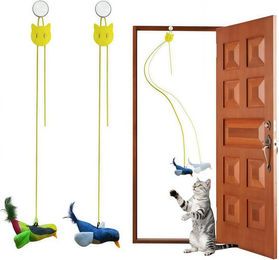 FOUORTUNATE-BEE Tier-Beschäftigungsspielzeug Elastischer Türrahmen-Katzenspielzeug 2er-Set für interaktives Spiel, Spaßige Vogel-Spielzeuge für Katzen, ideal für Zuhause und Türen – Bild 1 von 5