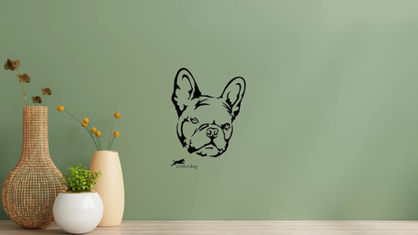 Produktbild von Französische Bulldogge Kopf Wandtattoo Wandbild Wandsticker Wandaufkleber Wanddekoration