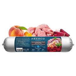 Produktbild von FRESCO BarfWurst Pute mit Rote Beete, Pfirsich und Aloe Vera 400 g