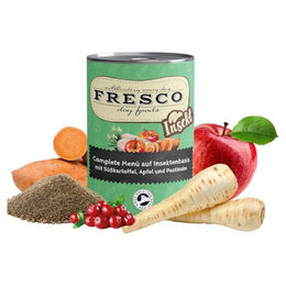 Produktbild von FRESCO Complete-Menü auf Insektenbasis mit Süßkartoffel, Pastinake und Apfel 400 g - 12 Stück