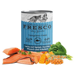 Produktbild von FRESCO Complete-Menü Lachs mit Spinat, Sanddornbeeren und Gesundheitskräutern 400 g - 12 Stück