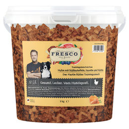 FRESCO Martin Rütter Trainingsknöchelchen Huhn mit Süßkartoffeln, Karotten und Kürbis 1 kg Eimer – Bild 1 von 5