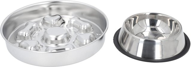 Produktbild von Fressnapf aus Edelstahl für langsames Fressen, 2 Stück