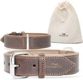 Freudentier gefüttertes Halsband aus Leder dunkelbraun 29 cm, 2 cm – Bild 1 von 3