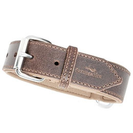 Freudentier gefüttertes Halsband aus Leder dunkelbraun 42 cm, 3 cm – Bild 1 von 6