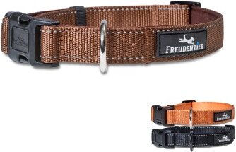 Freudentier Hundehalsband, leicht & komfortabel, Clyde Kollektion braun S – Bild 1 von 6