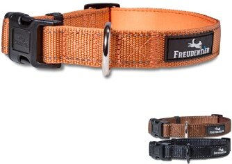 Freudentier Hundehalsband, leicht & komfortabel, Clyde Kollektion orange S – Bild 1 von 6