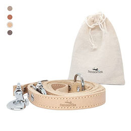 Produktbild von FREUDENTIER Hundeleine aus Leder 2m, 3-fach verstellbar, Amstelpark Kollektion (Sand, 20mm) - 2 m