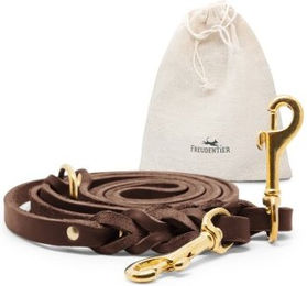 Produktbild von Freudentier Hundeleine aus Leder 2m geflochten 3-fach verstellbar braun - 2 m