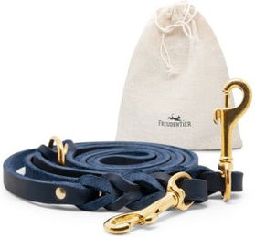 Produktbild von Freudentier Hundeleine aus Leder 2m geflochten königsblau 1,8 cm - 2 m