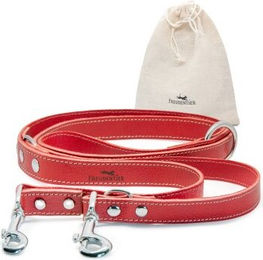 Produktbild von Freudentier Hundeleine aus Leder verstellbar rot 2 cm - 2 m