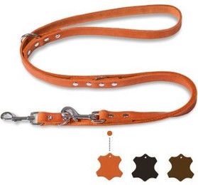 Produktbild von Freudentier Hundeleine aus zertifiziertem Leder 2m verstellbar orange - 2 m