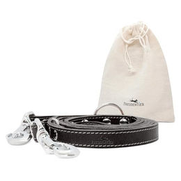 Freudentier Hundeleine aus zertifiziertem Leder 2m verstellbar schwarz 2 cm - 2 m – Bild 1 von 3