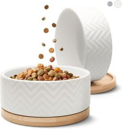 Produktbild von FREUDENTIER Hundenapf aus Keramik mit Bambus-Boden - 990 ml