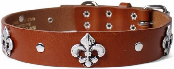 Produktbild von FRONHOFER Hunde-Halsband Echtleder mit französischer Lilie