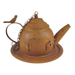 Produktbild von FTWdesign Vogelhaus Teekanne Vogelfutterhaus aus Metall in Rostoptik