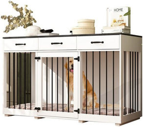 Produktbild von FUFU&GAGA Hundekäfig Hundebox Weiß Eisenrohr 136x85x56 cm
