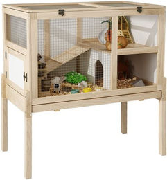 Produktbild von FUFU&GAGA Kleintierkäfig mit 2 Etagen und Treppe aus Holz