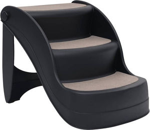furnicato Haustiertreppe Hundetreppe mit 3 Stufen Klappbar Schwarz – Bild 1 von 5
