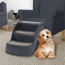 furnicato Haustiertreppe Klappbare Hundetreppe 38x50x38 cm Dunkelgrau für kleine und große – Bild 1 von 5