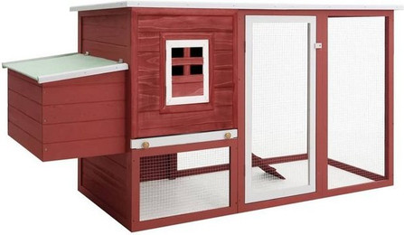 Produktbild von furnicato Hühnerstall Garten mit Legenest Rot Holz