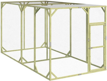 furnicato Hühnerstall Hühnerkäfig aus massivem Kiefernholz 200 x 400 x 200 cm – Bild 1 von 5