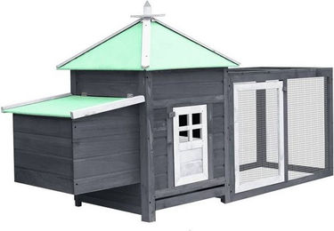 Produktbild von furnicato Hühnerstall mit Legenest Grau 190x72x102 cm Massivholz