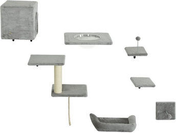 Produktbild von furnicato Katzen-Kletterwand Katzen Kletterwand Set 7-teilig mit Katzenhaus, Plattform