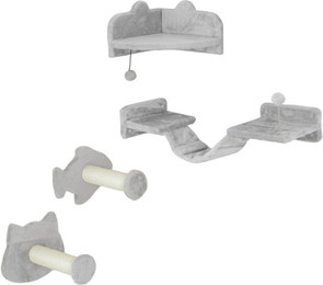 Produktbild von furnicato Katzen-Kletterwand Katzentreppen-Set 4-teilig mit Sisal-Stufen,