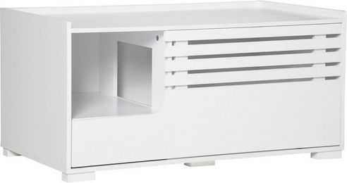 Produktbild von furnicato Katzen-Wandregal Katzenschrank 2 Regale 2-in-1 Design Magnettür Weiß, Holzwerkstoff