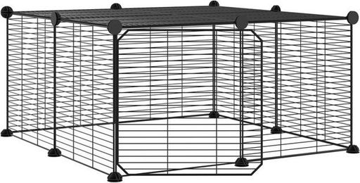 Produktbild von furnicato Kleintierstall 12-tlg. Haustierkäfig mit Tür Schwarz 35x35 cm Stahl