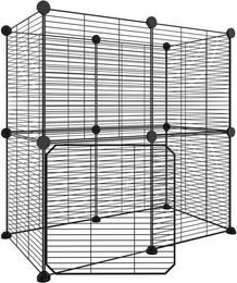 Produktbild von furnicato Kleintierstall 12-tlg. Haustierkäfig mit Tür Schwarz 35x35 cm Stahl
