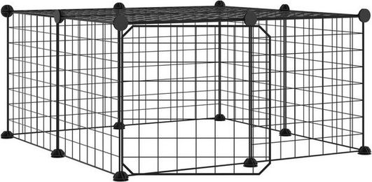 Produktbild von furnicato Kleintierstall 12-tlg. Haustierkäfig mit Tür Schwarz 35x35 cm Stahl