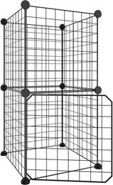 Produktbild von furnicato Kleintierstall 8-teilig Haustierkäfig mit Tür Schwarz 35x35 cm Stahl