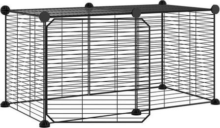 Produktbild von furnicato Kleintierstall 8-tlg. Haustierkäfig mit Tür Schwarz 35x35 cm Stahl