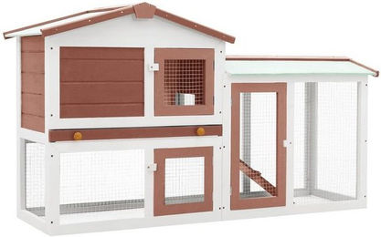 Produktbild von furnicato Kleintierstall Großer Kaninchenstall Braun und Weiß 145x45x84 cm Holz