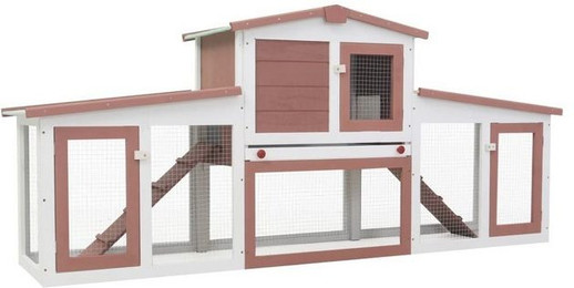 Produktbild von furnicato Kleintierstall Großer Kaninchenstall Holz 204x45x85 cm